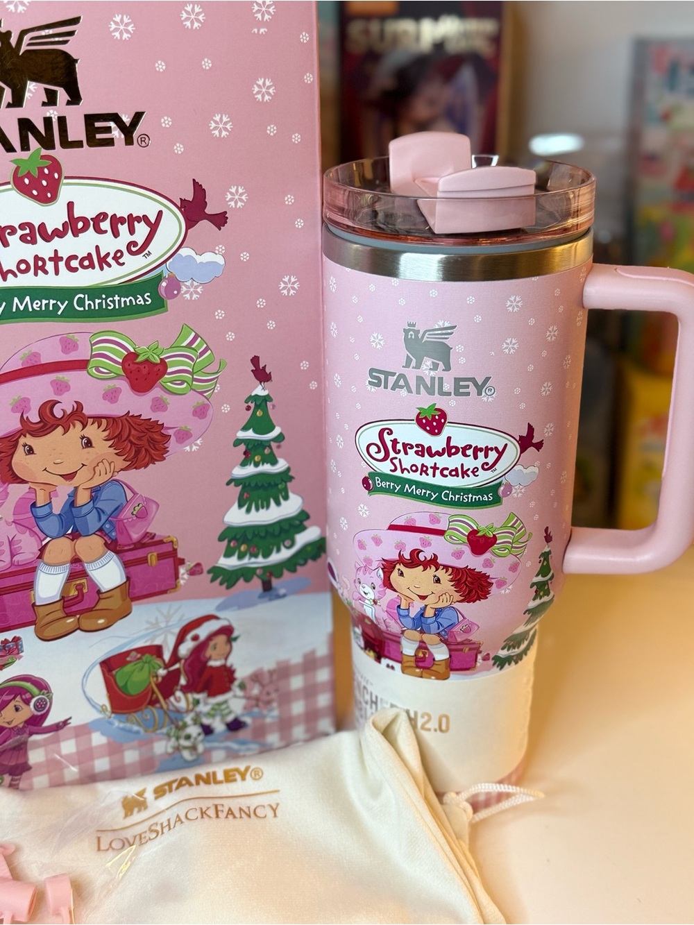 Brand New! Stanley Pink Strawberry Shortcake Holiday Travel Mug